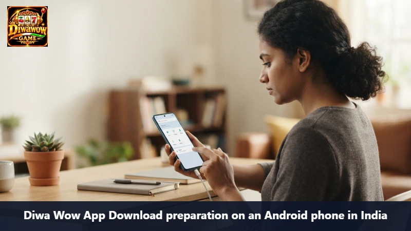 Diwa Wow App Download preparation on an Android phone in India